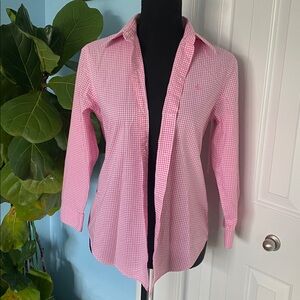 Classic Lauren Ralph Lauren Small Pink And White Checkered Button Up Blouse